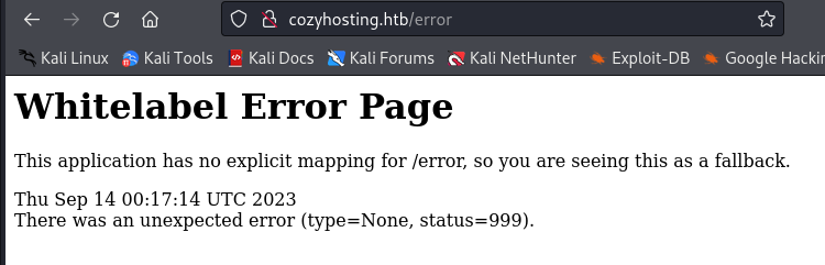 Whitelabel Error | 600