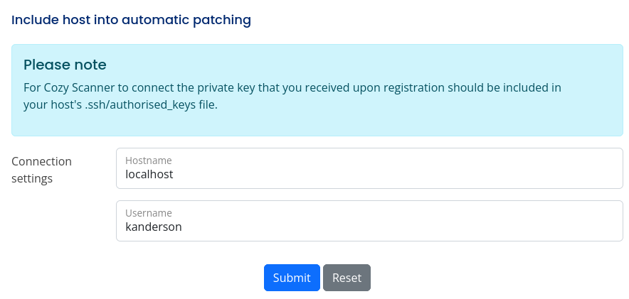 SSH Form | 600